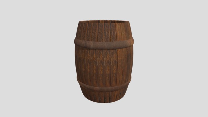 Vintage Wooden Barrel 3D Model