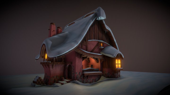 Cozy Winter Cottage 3D Model