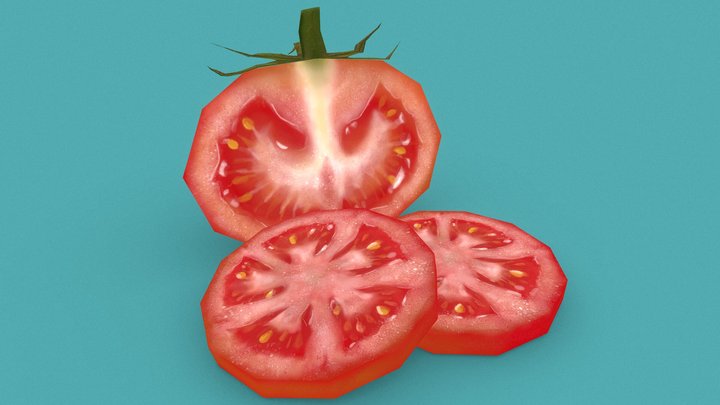 Handpainted Lowpoly Tomatoes 3D Model