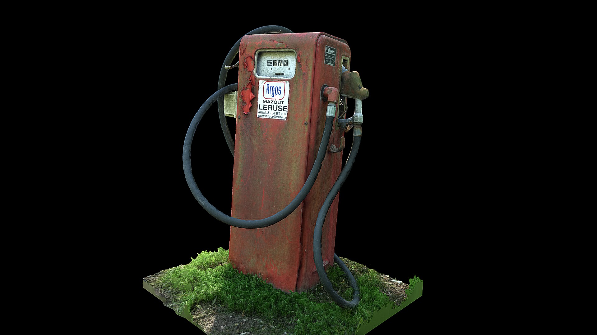 3D model Abandoned old gas pump - This is a 3D model of the Abandoned old gas pump. The 3D model is about a red and black gas tank.
