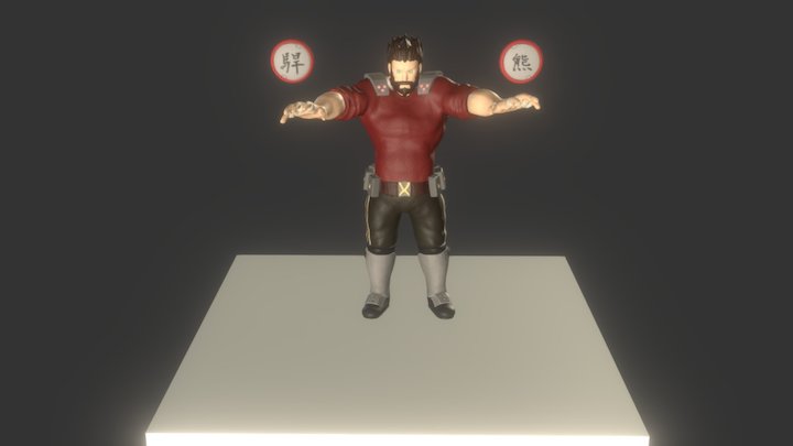 Fighter Character Posed 3D Model