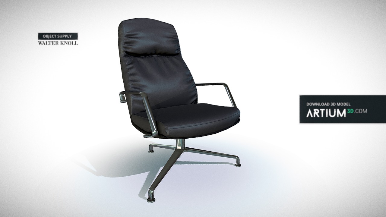 3D model Armchair FK – Walter Knoll - This is a 3D model of the Armchair FK - Walter Knoll. The 3D model is about a black office chair.