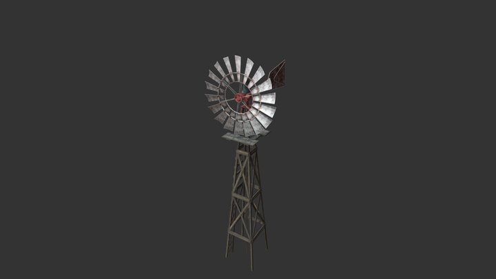 Old Western Windpump 3D Model
