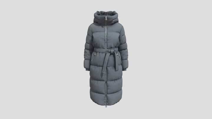 Anthracite Grey Down Coat 3D Model