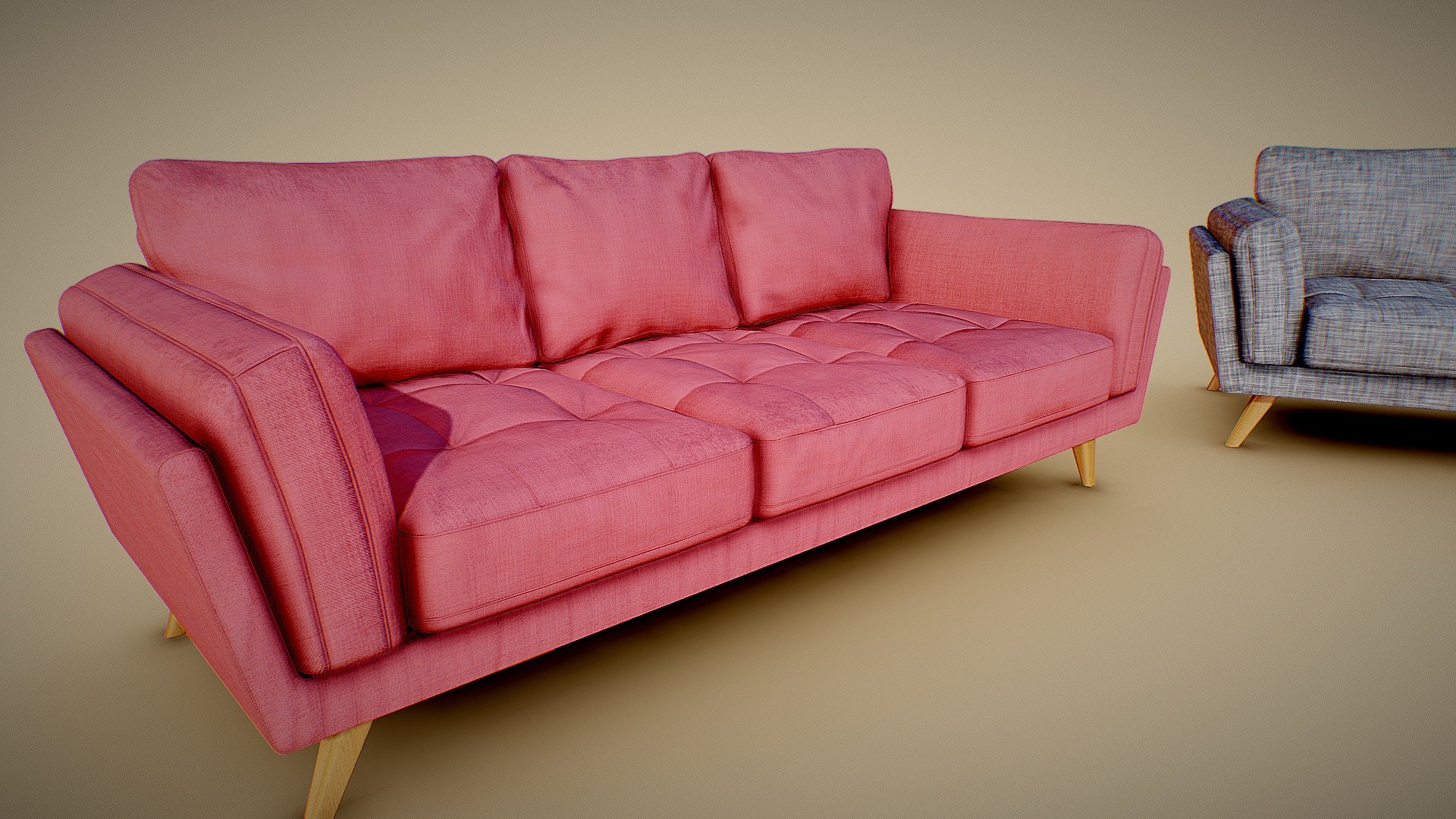 Comfy Modern 3Seater Couch Buy Royalty Free 3D model by