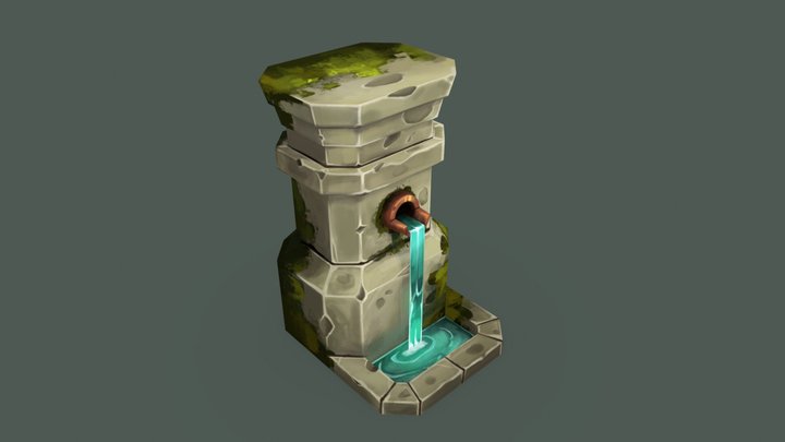 Hand-Painted Fountain 3D Model