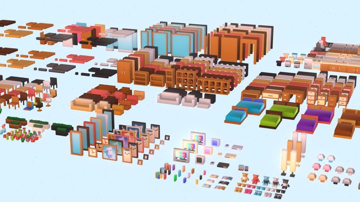 Cozy Low-Poly Game Ready Interior Assets 3D Model