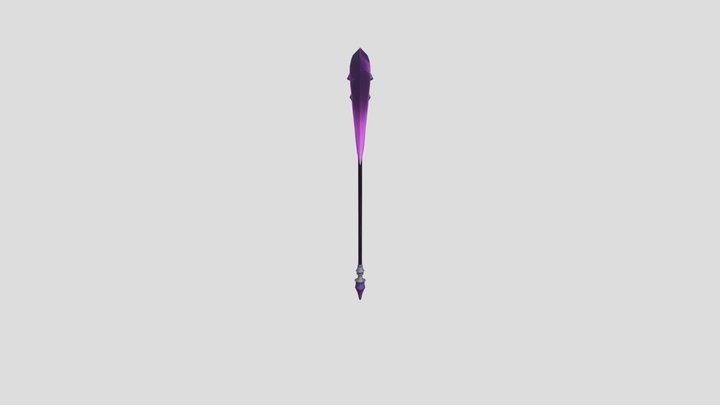 Fantasy scythe weapon with purple details 3D Model