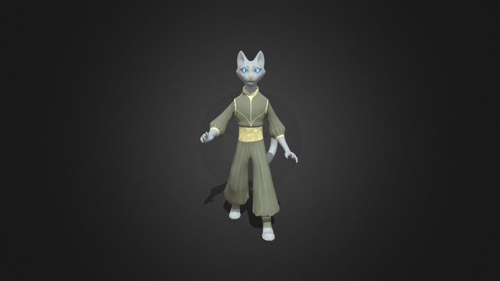 3D Posed Cat Amia Character Model 3D Model