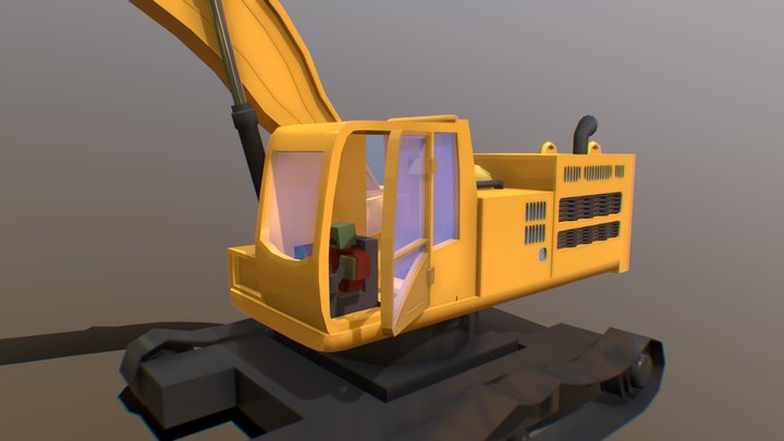 low pôly excavator 3D Model