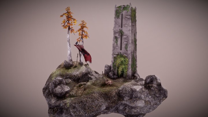 Malcom's Tower - Wilderness Environment Diroama 3D Model