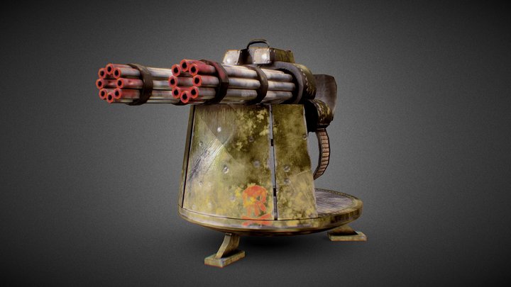 Double minigun turret 3D Model