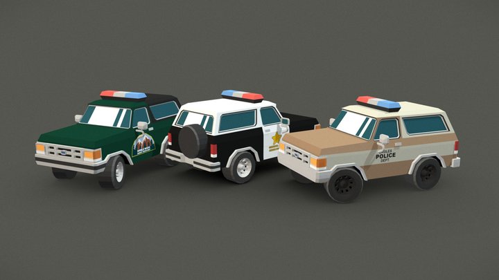 Police 4x4 Offroad Car from 80s 3D Model