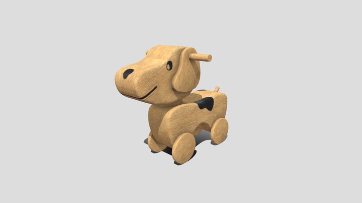 Dog wood toy low poly