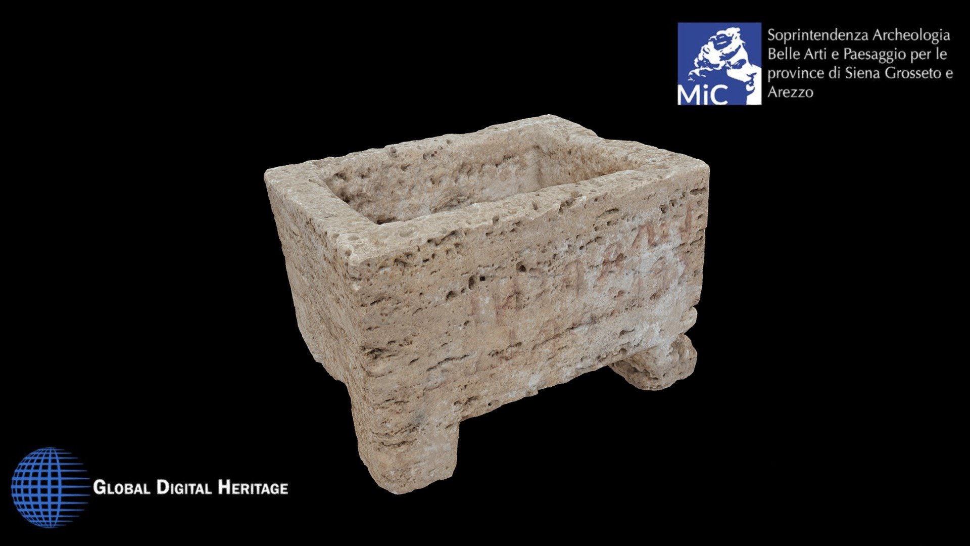 Travertine urn from the Tumulus of Molinello