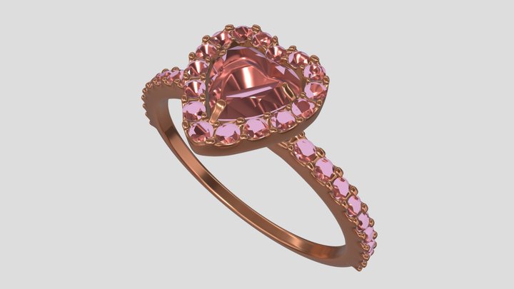 Pink Heart Ring 3D Model
