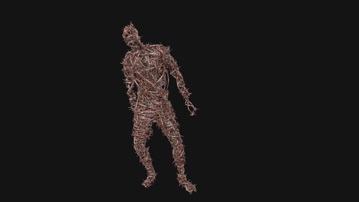 barbed wire man rigged 3D Model