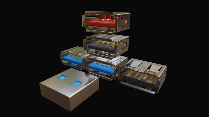 USB Ports and Stick – Free 3D Model STL