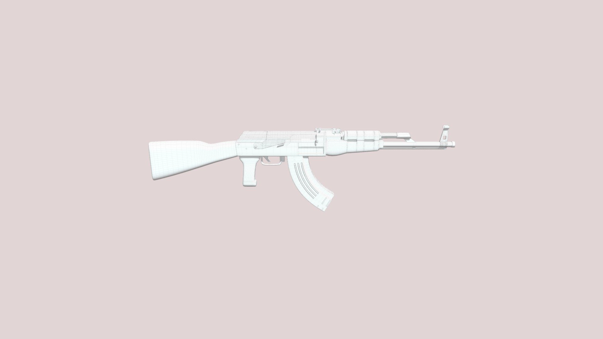 Ak47 wireframe high poly