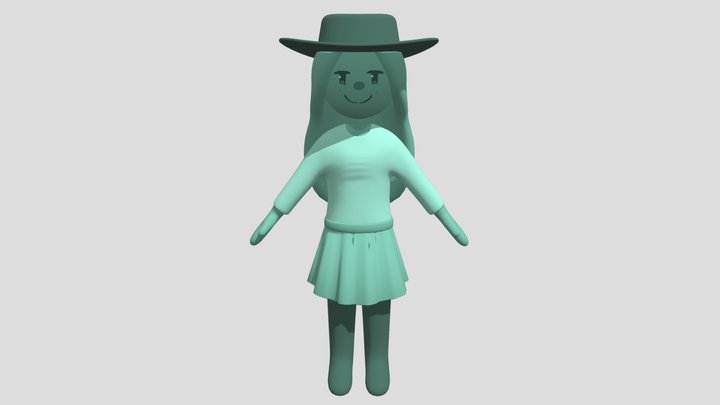 Cartoon-Stylized Green Girl 3D Model