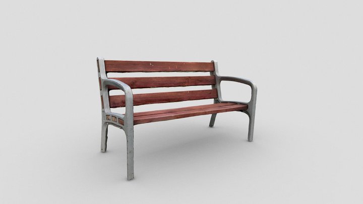 Street Wooden Bench 3D Model