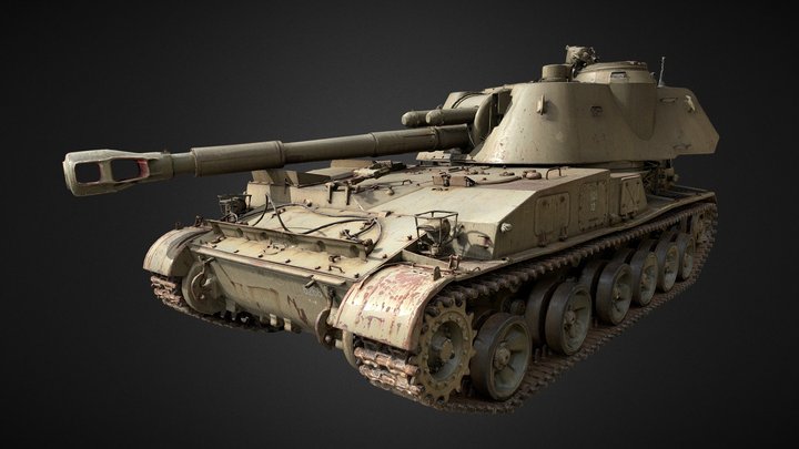 Tank HQ 3DScan : Soviet 2S3 3D Model