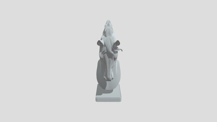 Golden-Maned White Stallion 3D Model