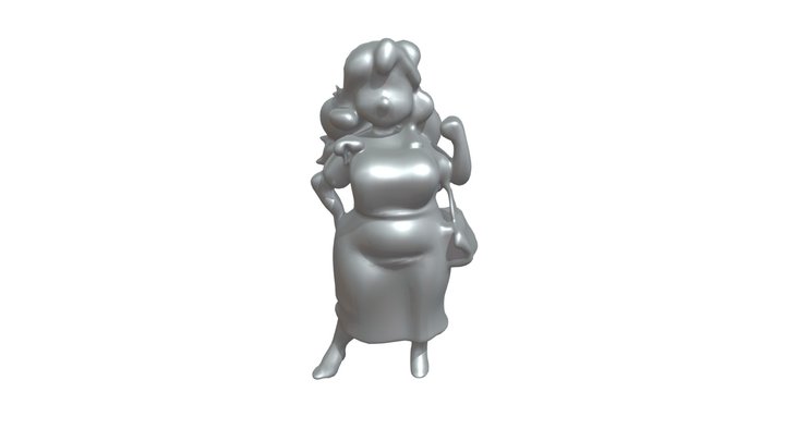 Curvy woman with flowing hair 3D Model