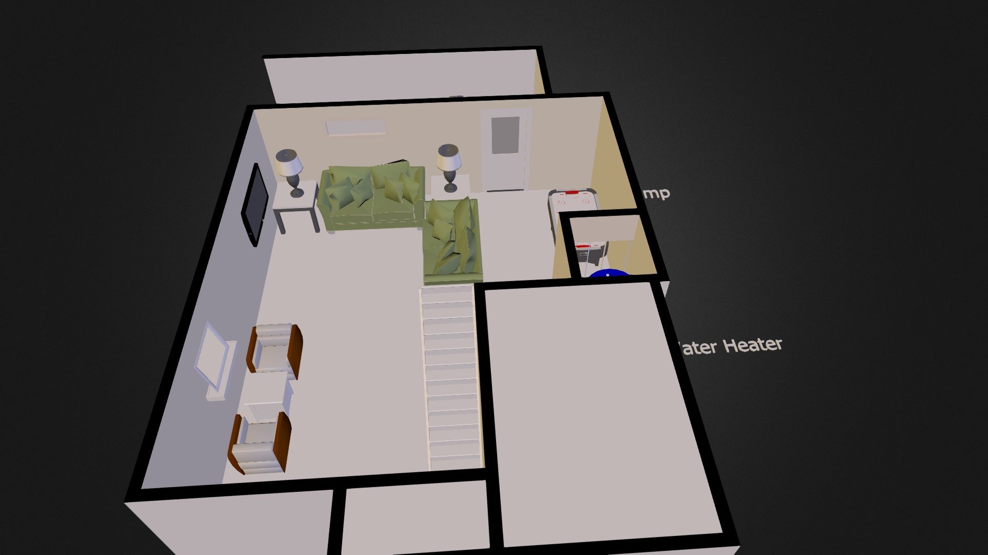 Basement with furniture