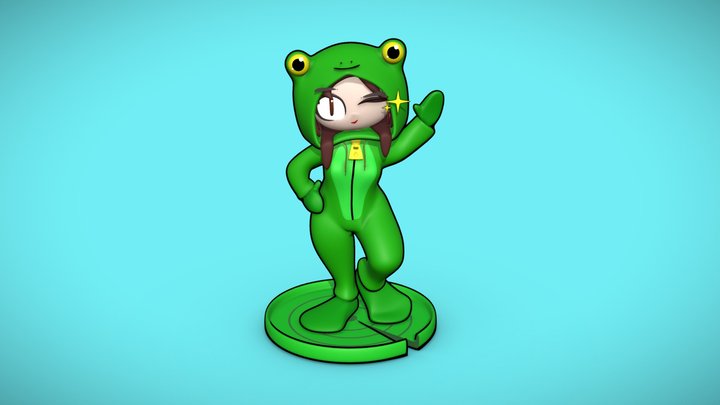 Katherine - girl in frog suit 3D Model