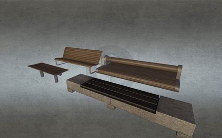 StreetFurniture_Benches01a 3D Model