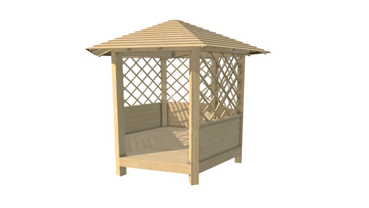 Wooden Garden Kiosk 3D Model