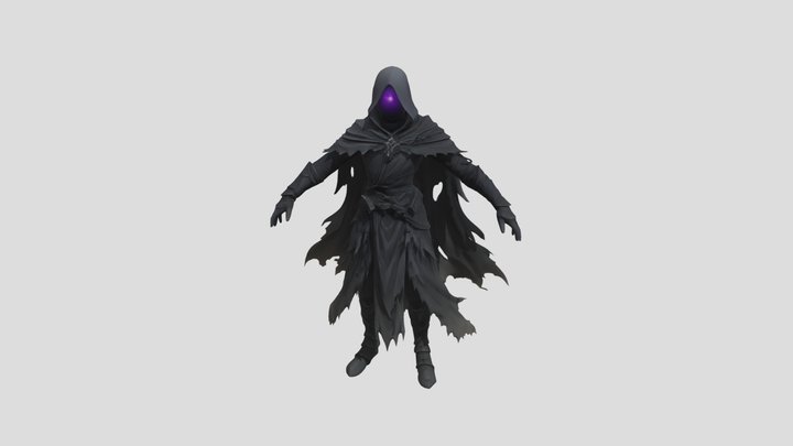 Hooded figure with glowing purple eyes 3D Model