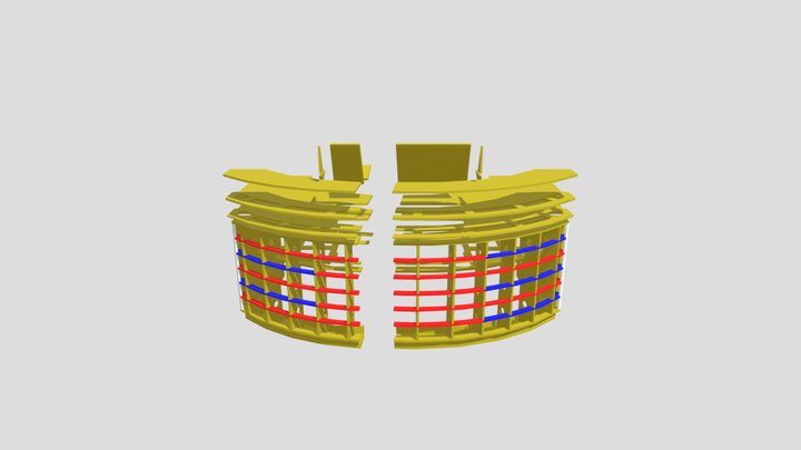 Reception Desk Exploded 3D Model