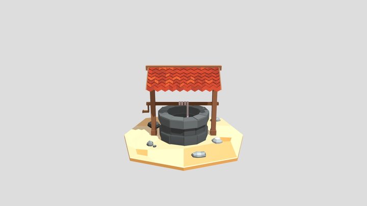 Stylized Low Poly Wishing Well 3D Model