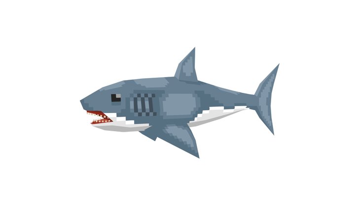Pixel-art Shark 3D Model