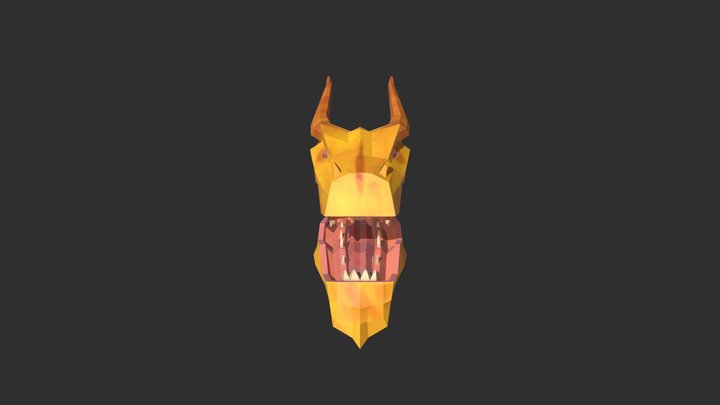 Low Poly Dragon Head 3D Model