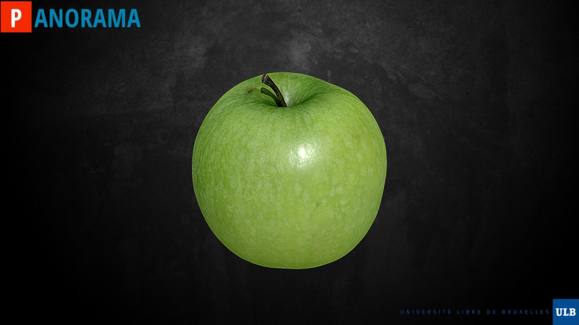 3D model Pomme Verte - This is a 3D model of the Pomme Verte. The 3D model is about a green apple on a black background.