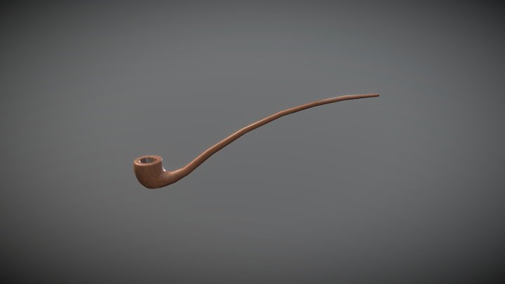 Stylized Wizard Tobacco Pipe Low Poly 3D Model