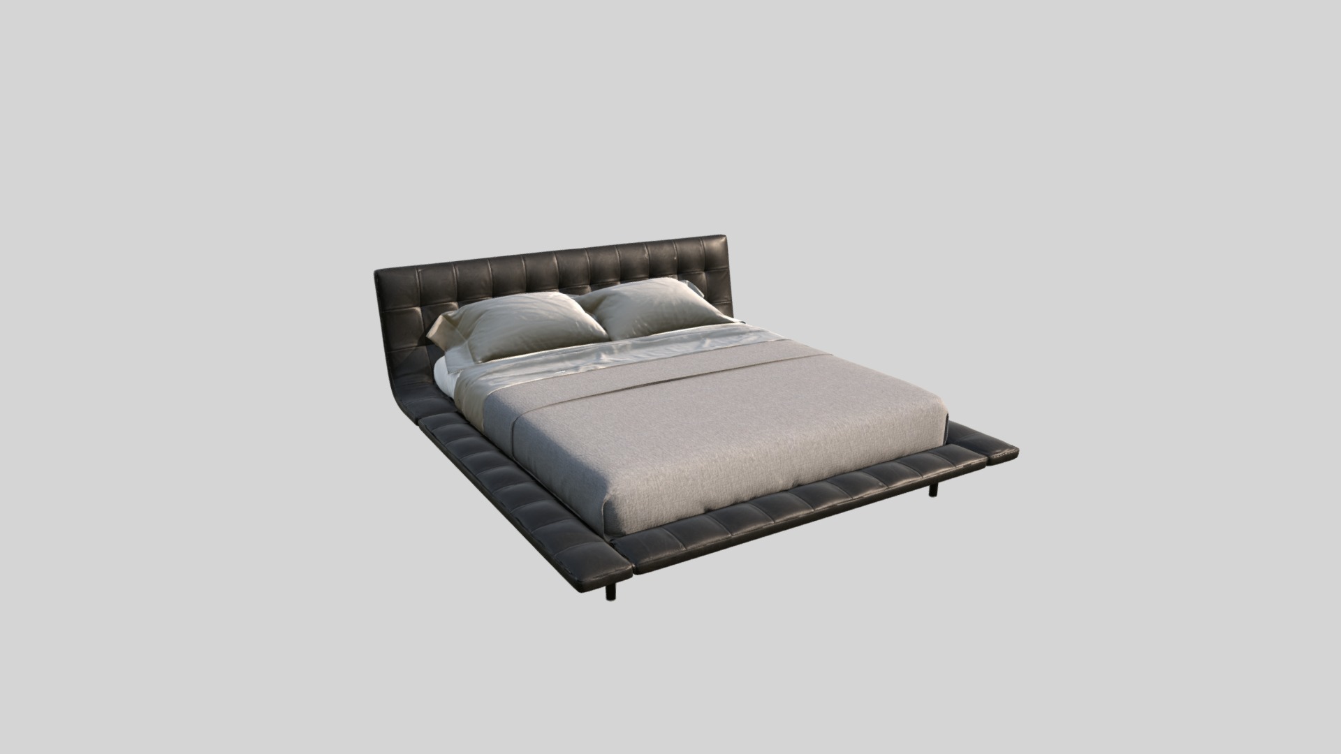 3D model Poliform Onda Bed SHP - This is a 3D model of the Poliform Onda Bed SHP. The 3D model is about a grey couch with a grey cushion.