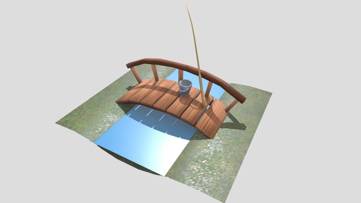 Low Poly Wood Bridge 3D Model