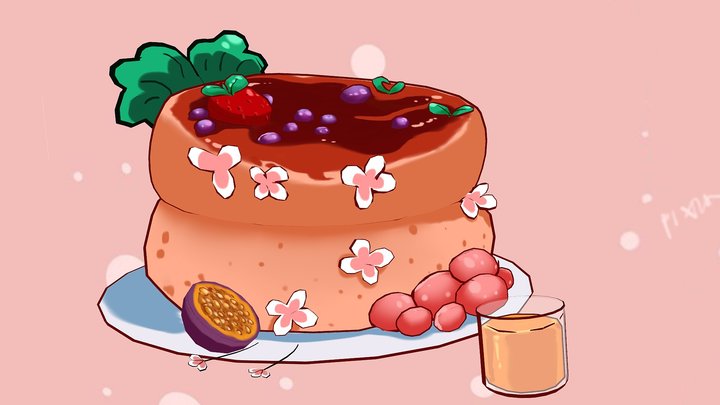 Pixified Foodage 2: Berry pancake-ee 3D Model