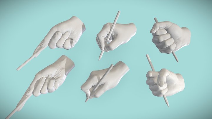 Pencil Hand Pack 3D Model