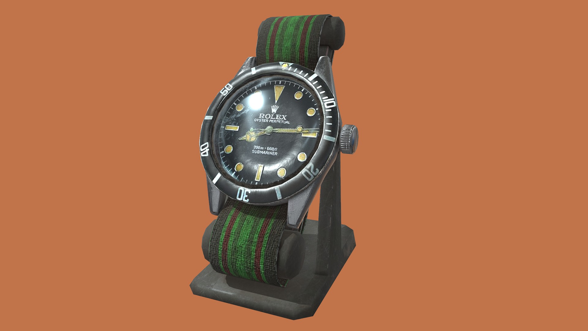 3D model Rolex Submariner - This is a 3D model of the Rolex Submariner. The 3D model is about a watch on a wrist.