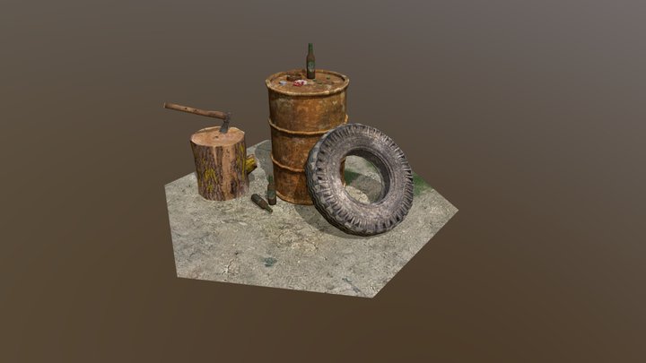 Forest loner - 3 Simple props 3D Model
