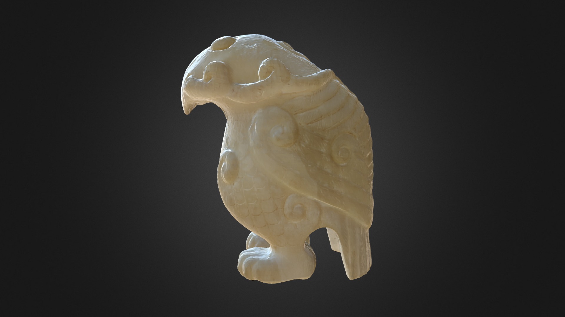 3D model Ancient Jade Eagle eating snake 古玉 鷹與蛇 - This is a 3D model of the Ancient Jade Eagle eating snake 古玉 鷹與蛇. The 3D model is about a white human skull.