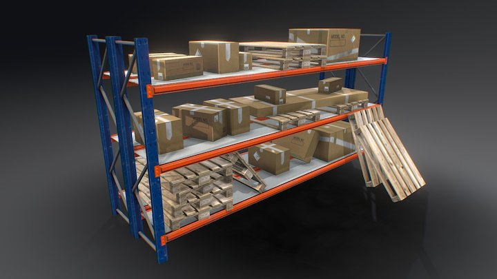 Industrial Modular Shelving 3D Model