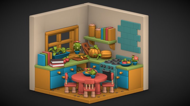 Isometric Kitchen 3D Model