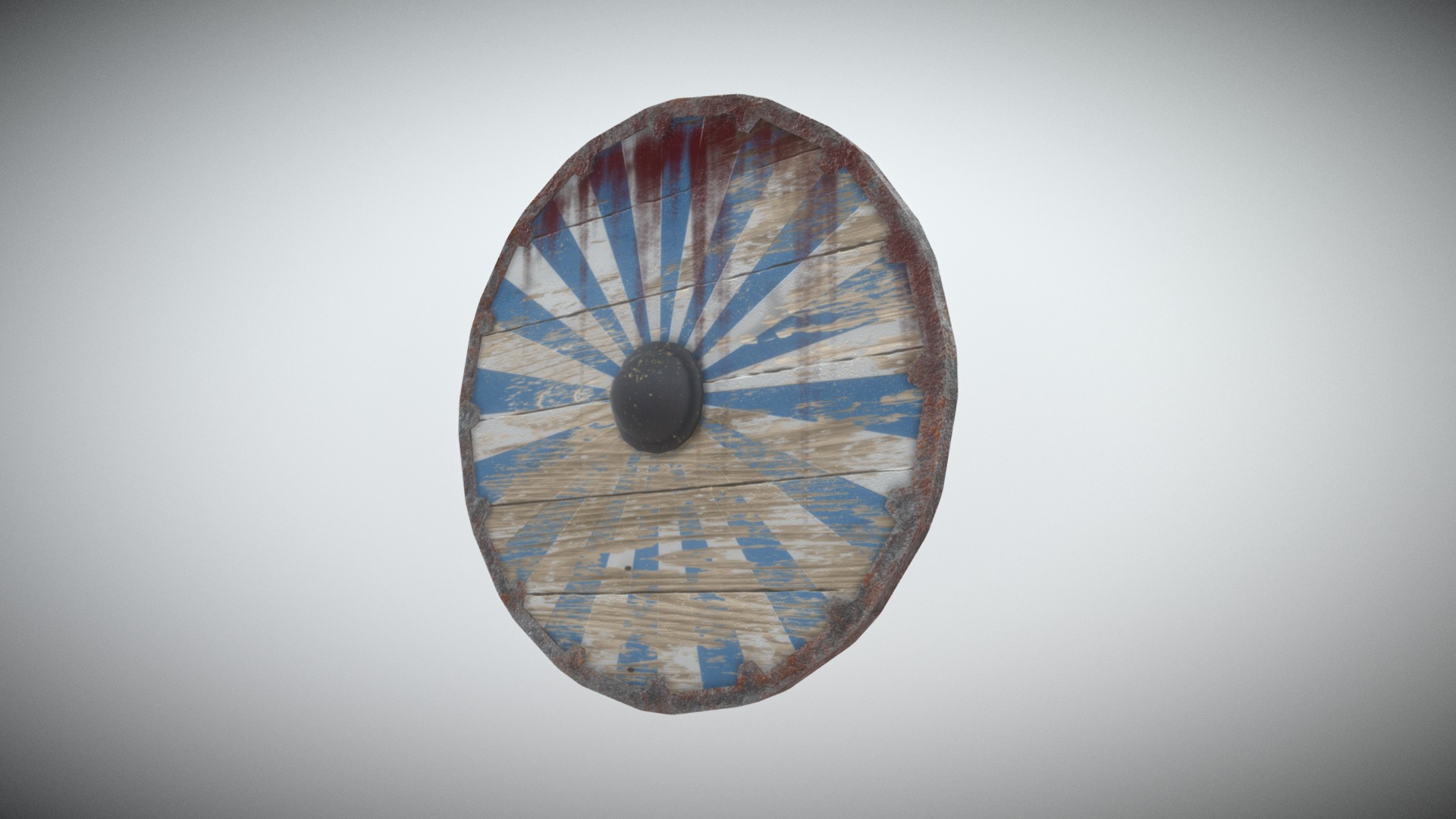 3D model Game Ready Viking Shield Blue Striped Low Poly - This is a 3D model of the Game Ready Viking Shield Blue Striped Low Poly. The 3D model is about a blue and white fan.