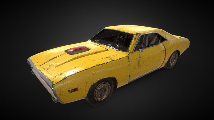 Dodge Charger 1970 Yellow and Rusted 3D Model